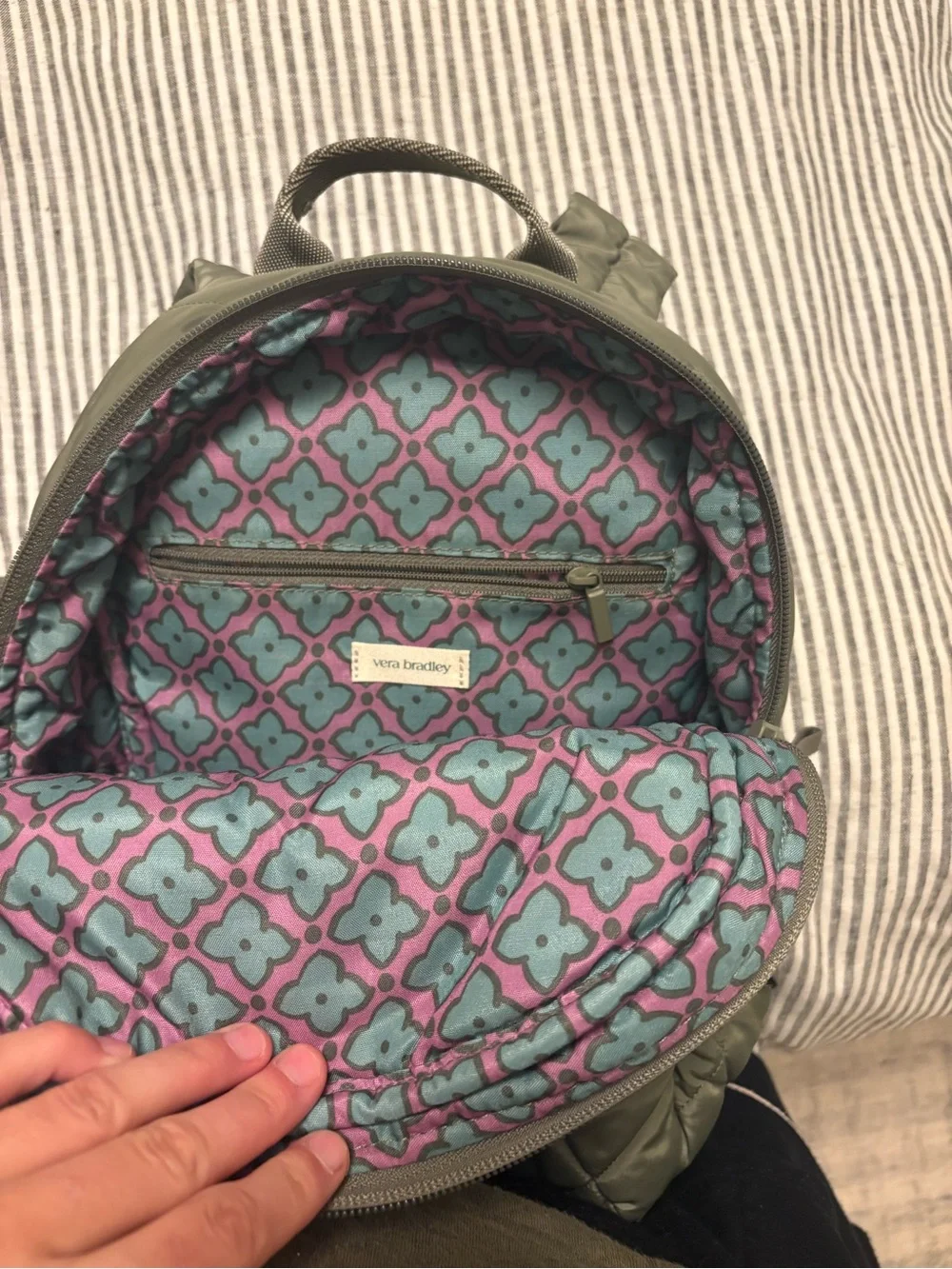 Vera Bradley Quilted Olive Mini Backpack